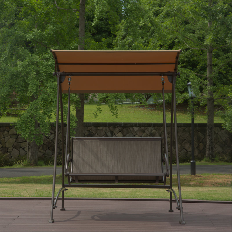 Patio Swing Chair, Outdoor Porch Swing With Adjustable Canopy And Durable Steel Frame, 56"