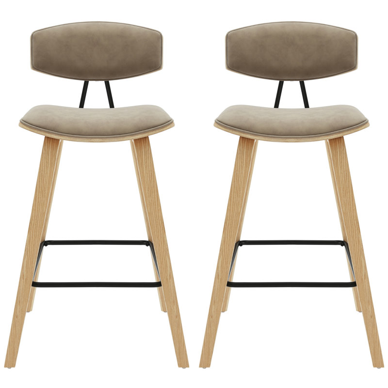 36 po Whiddon Ensemble de 2 tabourets de bar en bois, Taupe, 36"