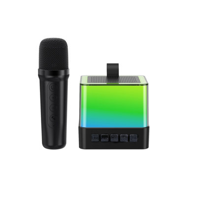 Bluetooth stereo Bluetooth 5.3 Speaker Wireless Microphone LED Colorful Light Effect Large Aperture Speaker Multiple Playback Modes Home And Outdoor Karaoke