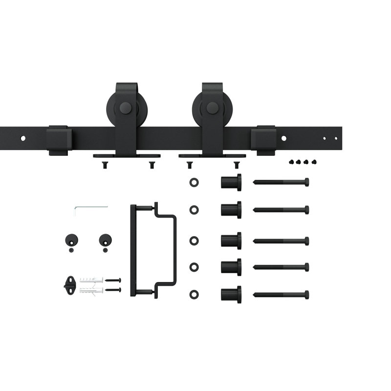 84" Frosted Glass and Steel Sliding Barn Door Kit