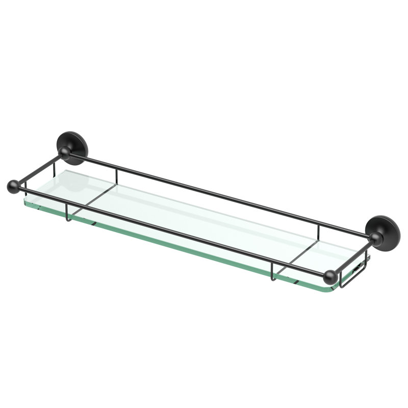 Tablette murale en verre trempé L 20 po en verre Taborets, Noir mat