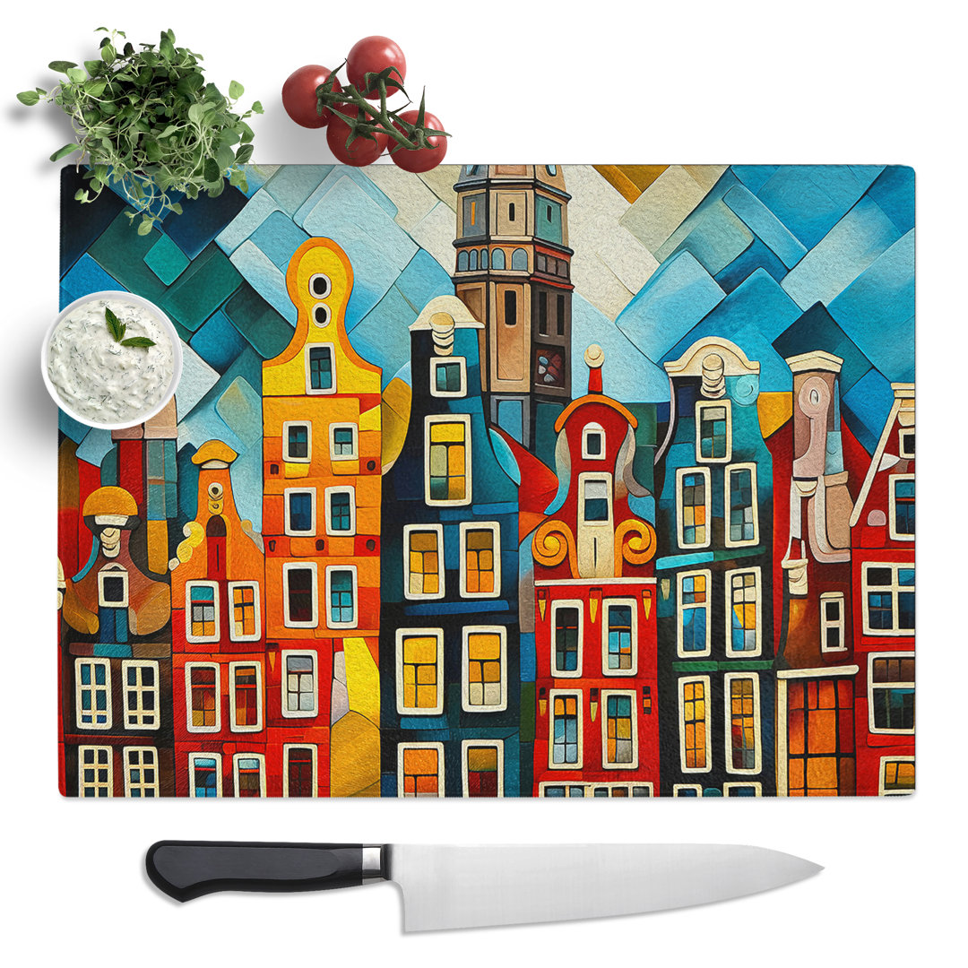 Amsterdam Constructivism Art No.2  Glass Chopping Board