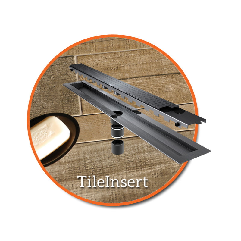 Drain de douche à grille linéaire tileinsert Garda Line, H 2,5 po x l 30 po x P 0,75 po