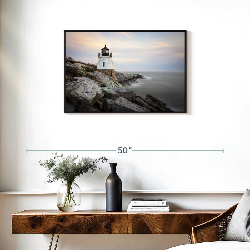 Phare de Coastal Castle Hill, Cadre flottant noir, 31 po x 21 po