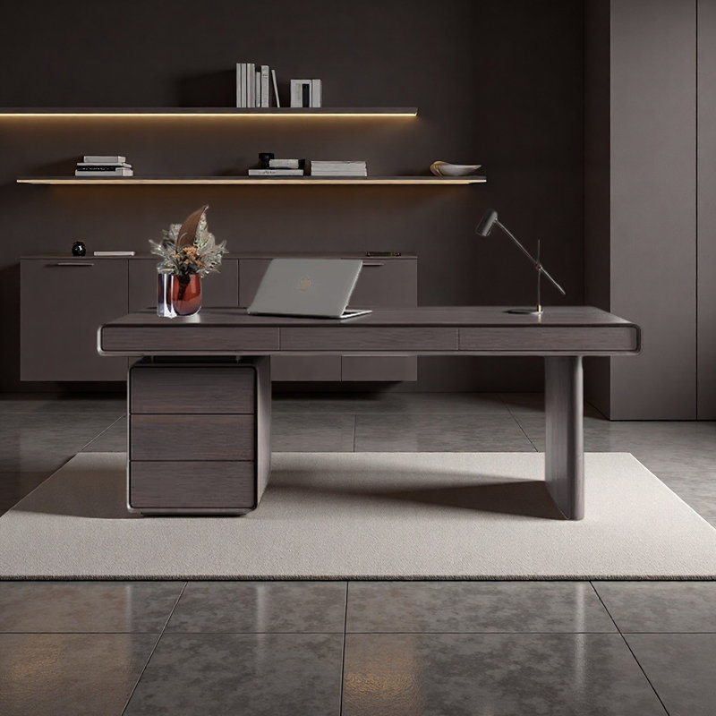 Bureau moderne en bois massif italien: design épuré, 29.5" H x 70.9" W x 27.6" D