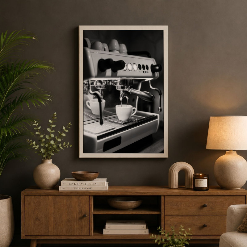 Espresso Machine Industrial - Wrapped Canvas, 24x16 - 61.0 x 40.6 cm, White Border
