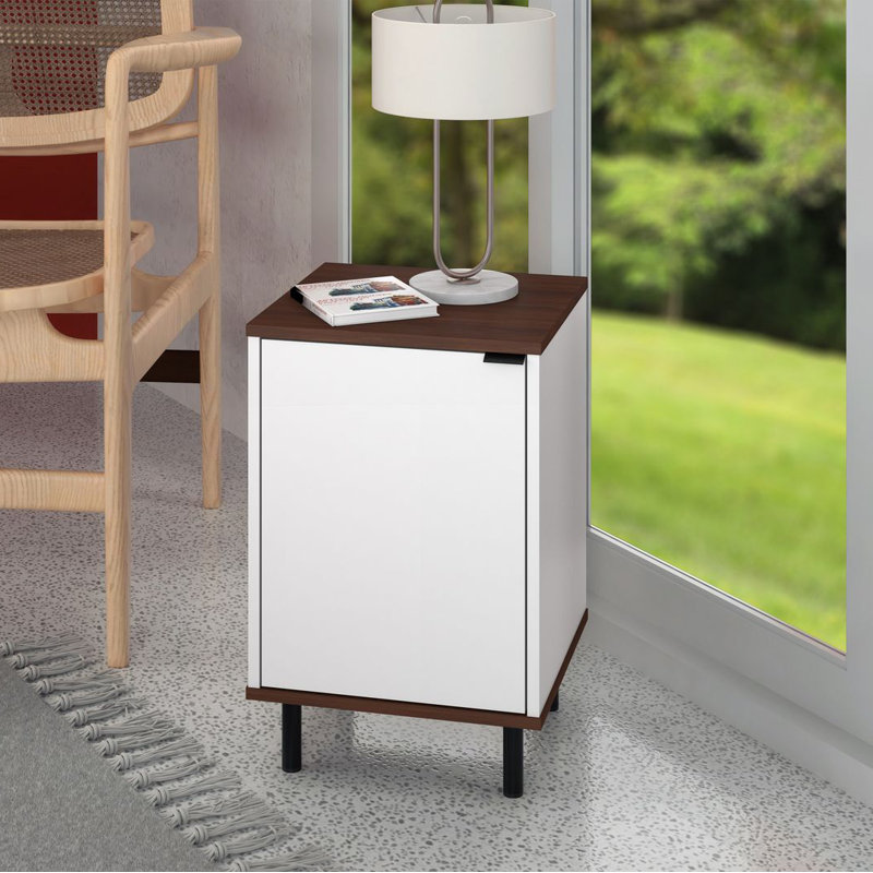 Canova 14.96'' W Nightstand, White/Nut Brown