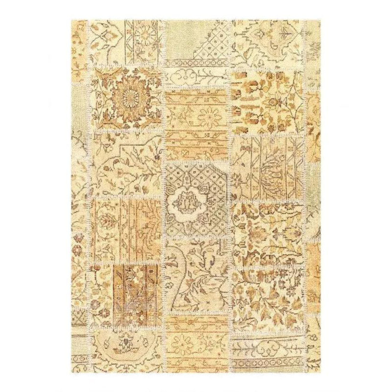 Tapis beige en laine / coton rectangulaire sans motif à la main 8 pi 10 po x 5 pi 11 po