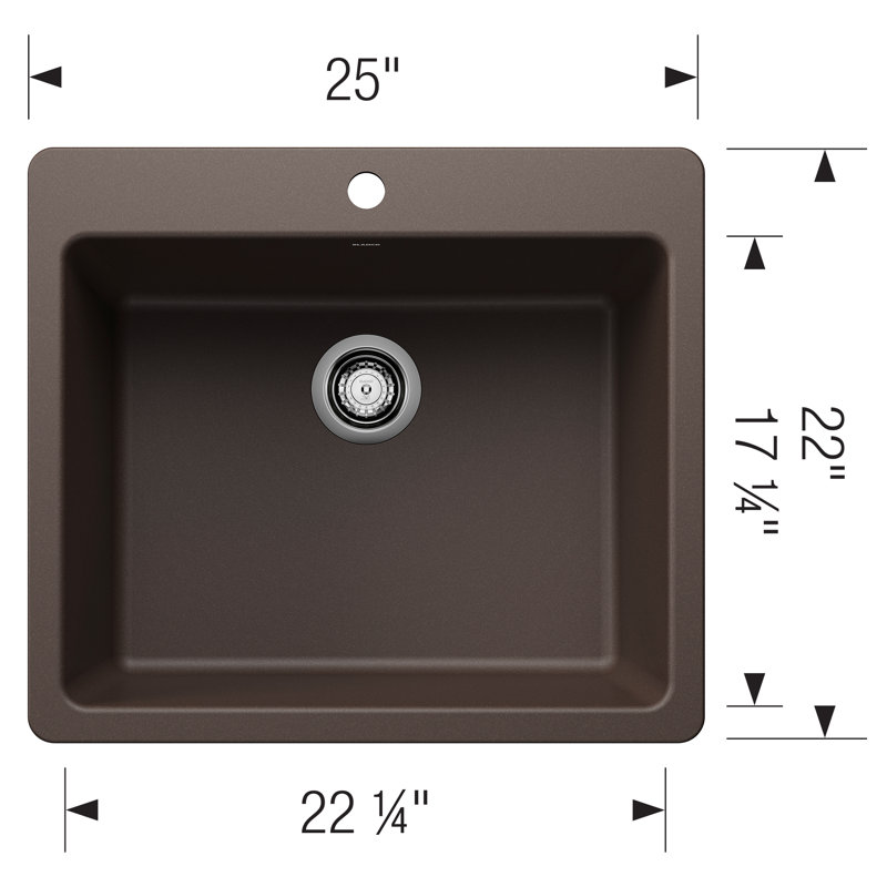 Liven SILGRANIT 25" L x 22" W Double Basin Drop-In/Undermount Kitchen Sink, Café