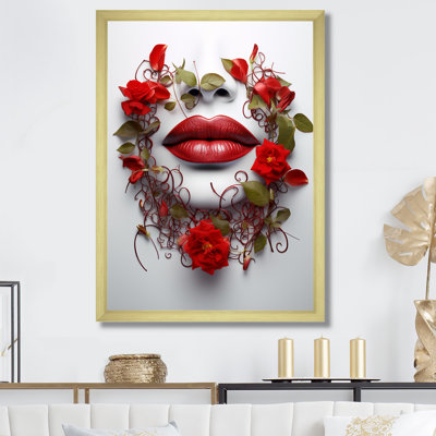 Floral Lips Silhouette II - Fashion Woman Canvas Art