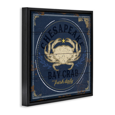 Vintage Chesapeake Bay Crab Framed Floater Canvas Wall Art by Jennifer Pugh