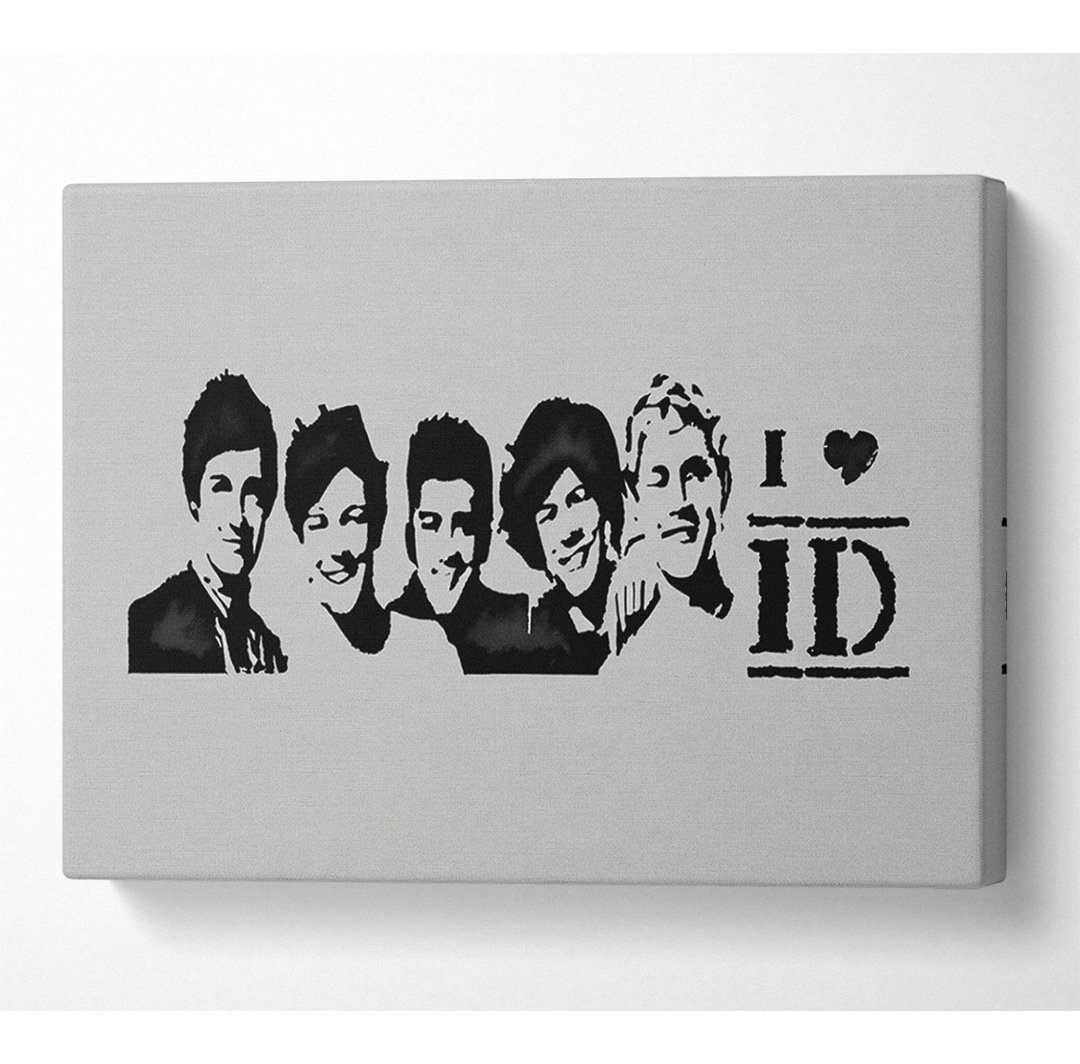 Musik-Zitat I Love 1 Direction Grau - Leinwanddrucke mit Wrapping