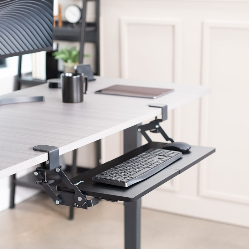 Vivo Extra Sturdy Clamp-on Under Desk Keyboard Tray with Swinging Height Adjustment (MOUNT-KB08V)