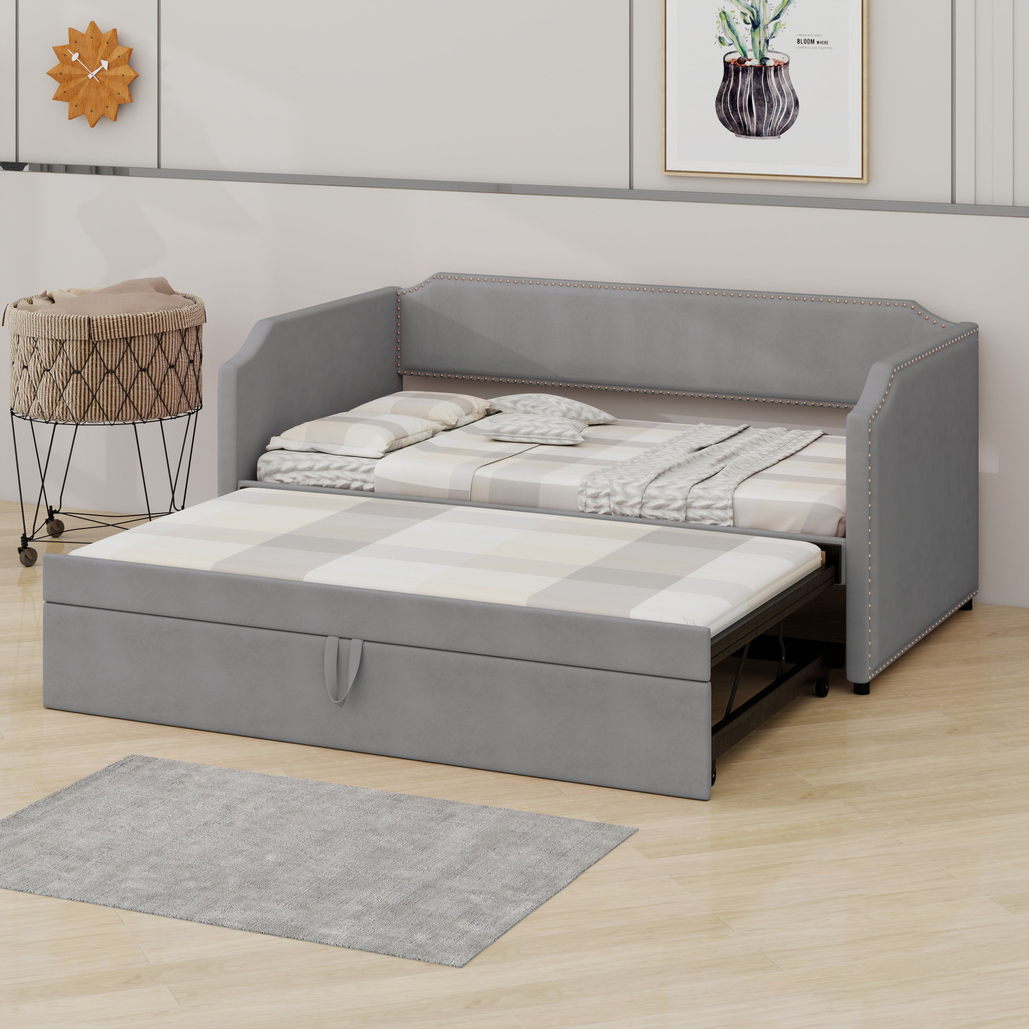 Upholstered Daybed With Pop Up Trundle