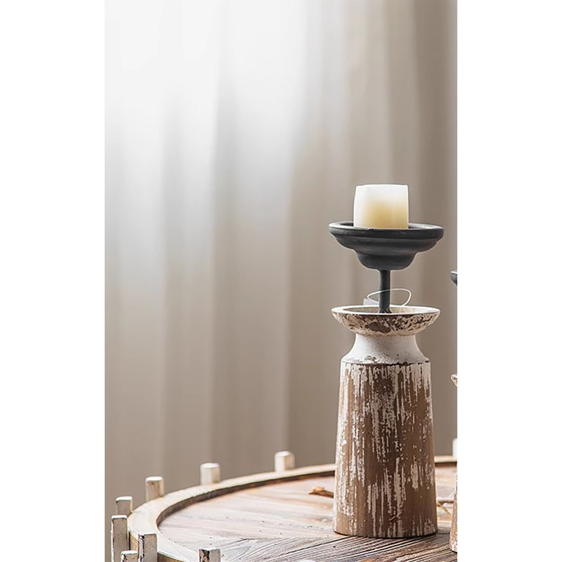 Bougeoir de table en bois, H 11,02 po x l 4,13 po x P 4,13 po