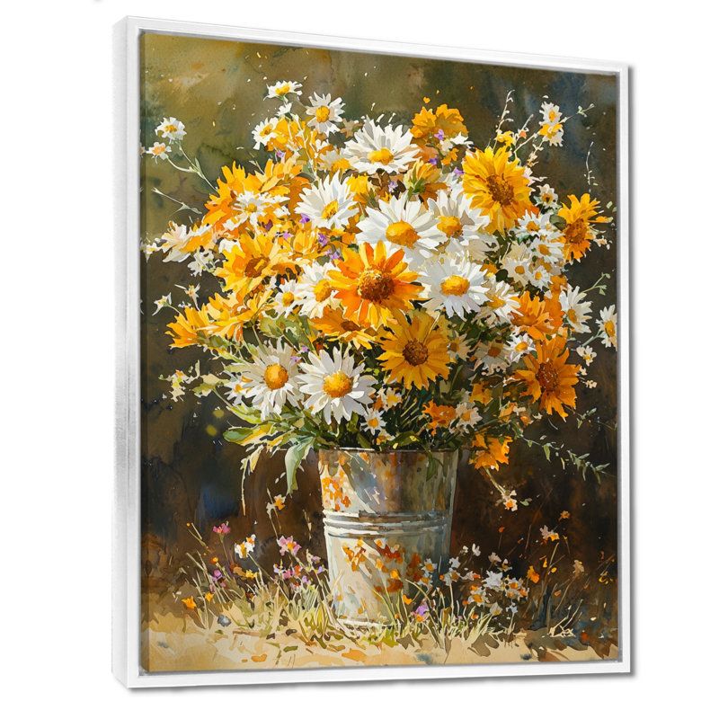 Christman - salon d'art mural floral, Impression encadrée flottante, H 20 po x l 12 po, Blanc