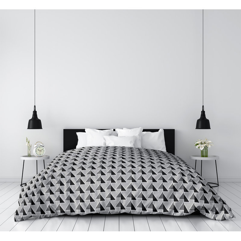 Housse de couette simple à motif de flèches changeées, Housse de couette pour lit simple, Noir, Polyester brossé