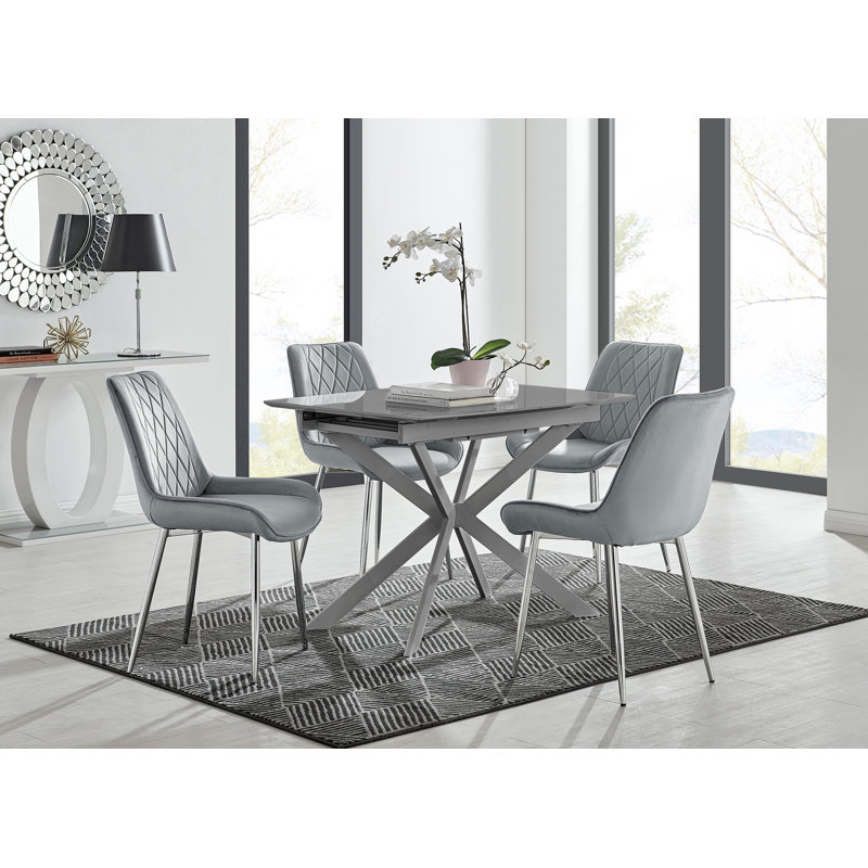 Drop Leaf Dining Set, Grey/Silver
