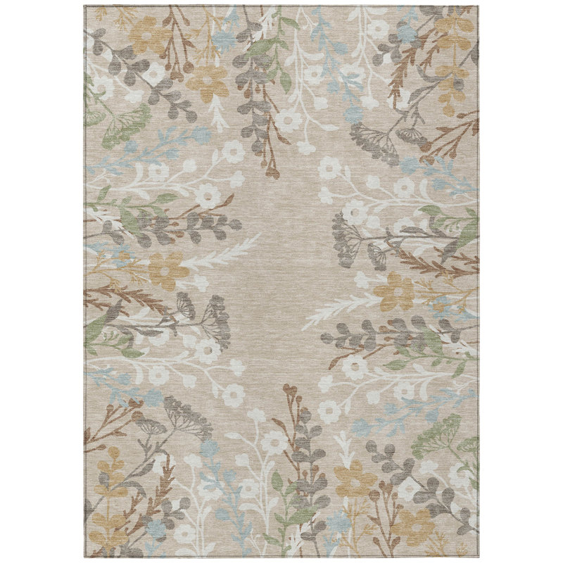Machine Washable Indoor/Outdoor Chantille ACN2334 Floral Rug, Rectangle 2'6" x 3'10"