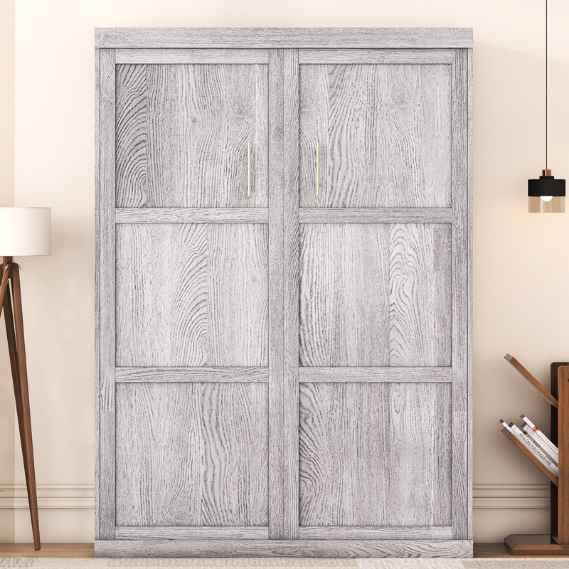 Lit double espace gris - Matelas sécuritaire et armoire pliable