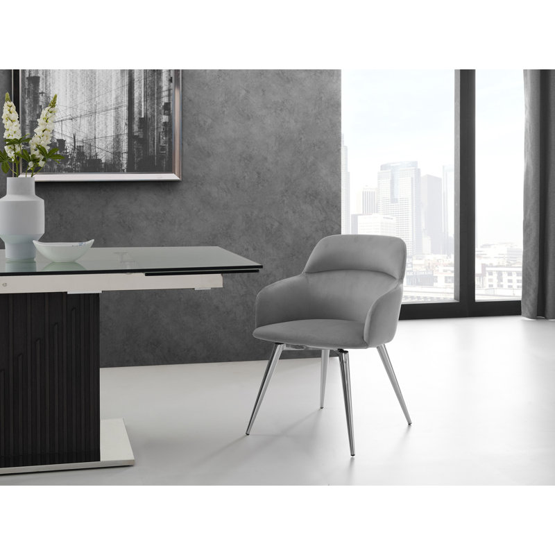 Fauteuil en velours Kyriana, gris