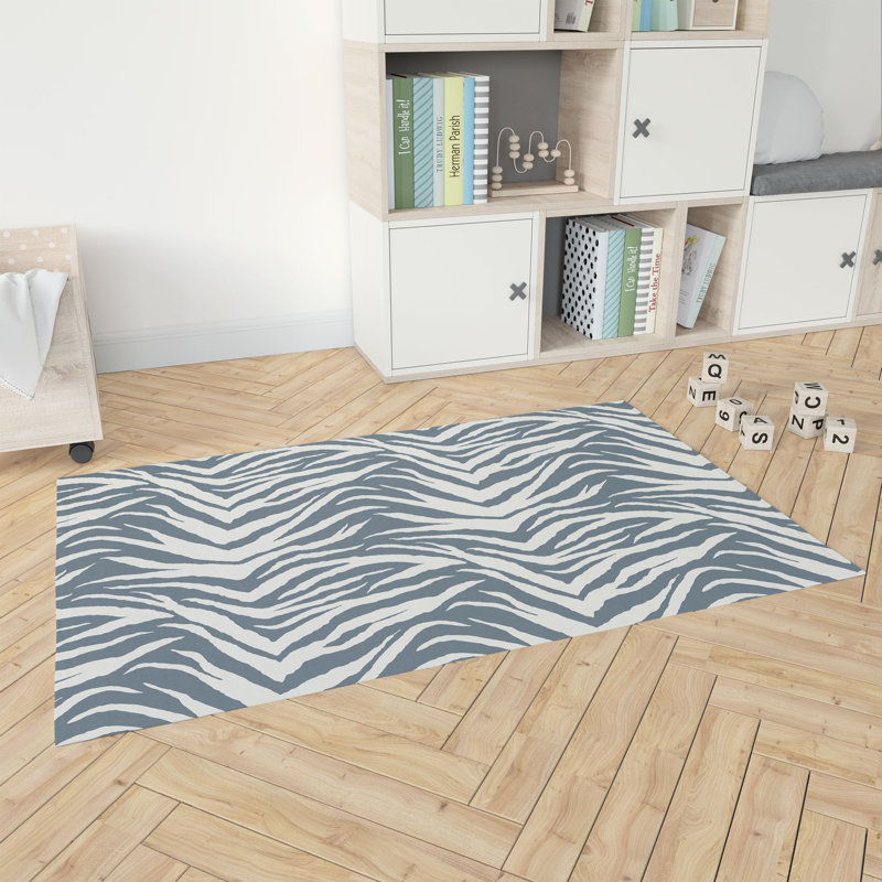 Zebra Patch Kids Play Mat, Blue, Rectangle 3' x 5'