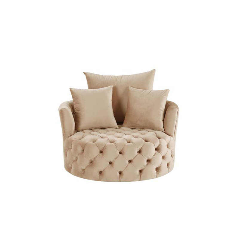 Chaise d'appoint Zunyas avec pivot, velours beige, Beige