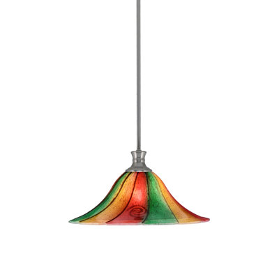Stem Hung Pendant Shown With 16" Mardi Gras Glass