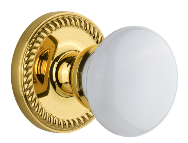 Rosette double Grandport Newport avec bouton de porte Hyde Park, Laiton intemporel