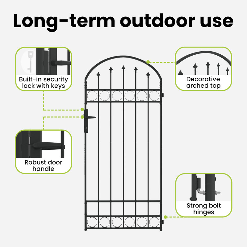Gate with Gate in Grey, 89 x 200 cm