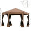 Pavillon de jardin robuste, escamotable hexagonal de 13 pi x 11 pi. Filet 6 mailles, hauteurs réglables, cadre en acier robuste, brun foncé. Convient à un auvent extérieur pour regarder des écureuils. Parois latérales, hauteur, oiseau