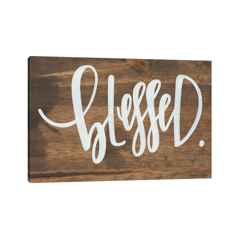«Blessed», reproduction d'art textuel, Toile tendue, Pas de tapis, H 18 po x l 26 po x P 1,5 po