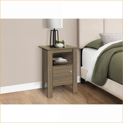 Table basse transitionnelle en stratifié brun pour le salon - Finition taupe foncé chaud avec beaucoup de rangement