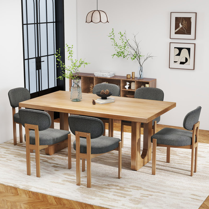 Ensemble de chaises de salle à manger en bois massif, chaise de salle à manger rembourrée en tissu de style campagnard moderne, chaises de cuisine, pieds en bois pour salle à manger, salon, chambre à coucher (chaises seulement)