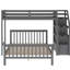 Lit mezzanine gris avec un grand espace pour les activités simples sous le lit superposé double, offre une option de couchage supplémentaire-575763166-575763167