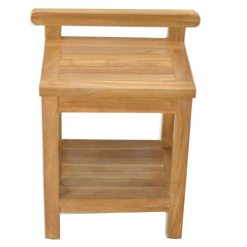 Spateak Grade-A Teak Wood Hamburg Shower Seat 18" Outdoor Patio Stool Bench