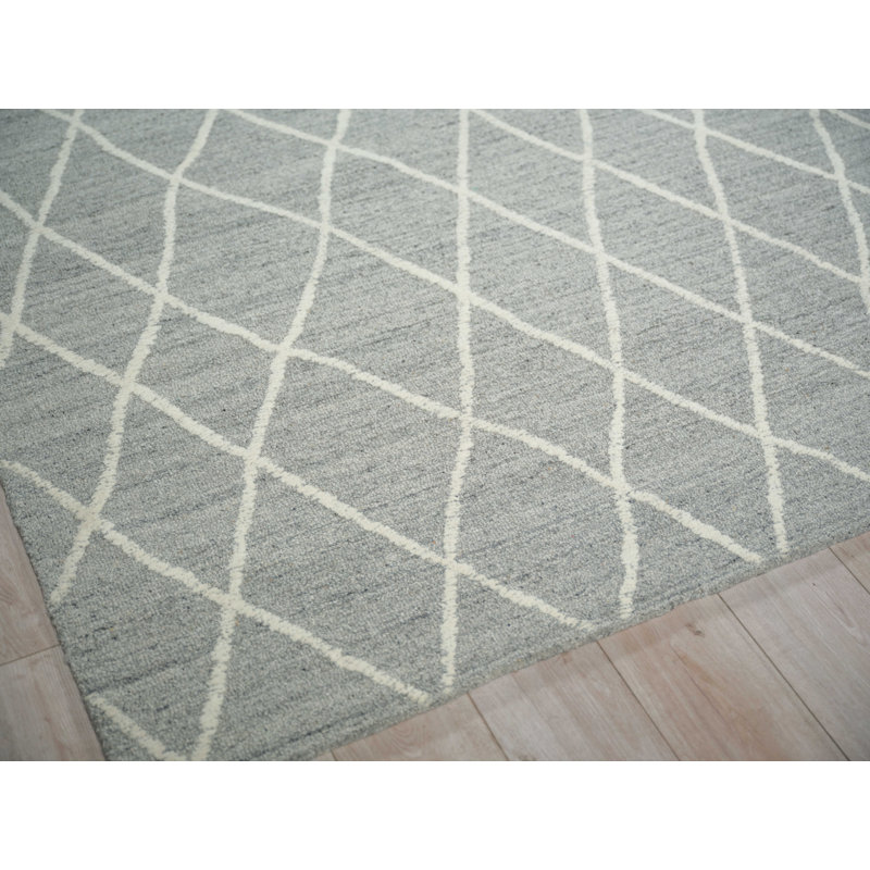 Kodiak Handmade New Zealand Wool, Gray/Ivory Area Rug, Rectangle 4' x 6'