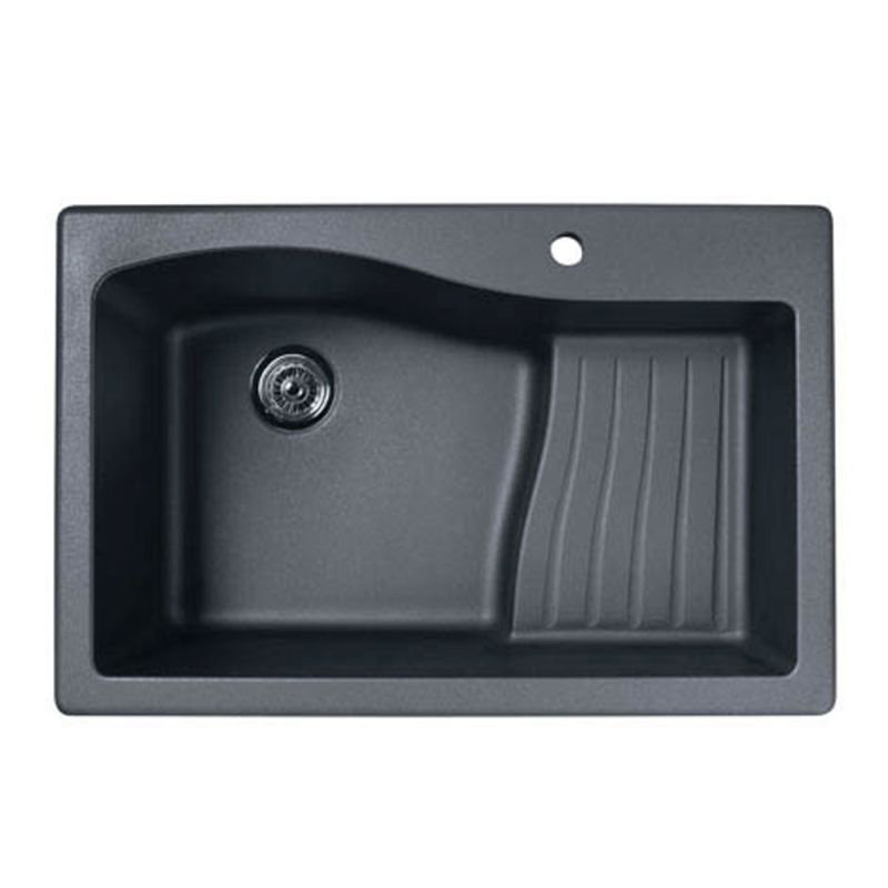 33'' L Single Bowl Granite Kitchen Sink, Nero