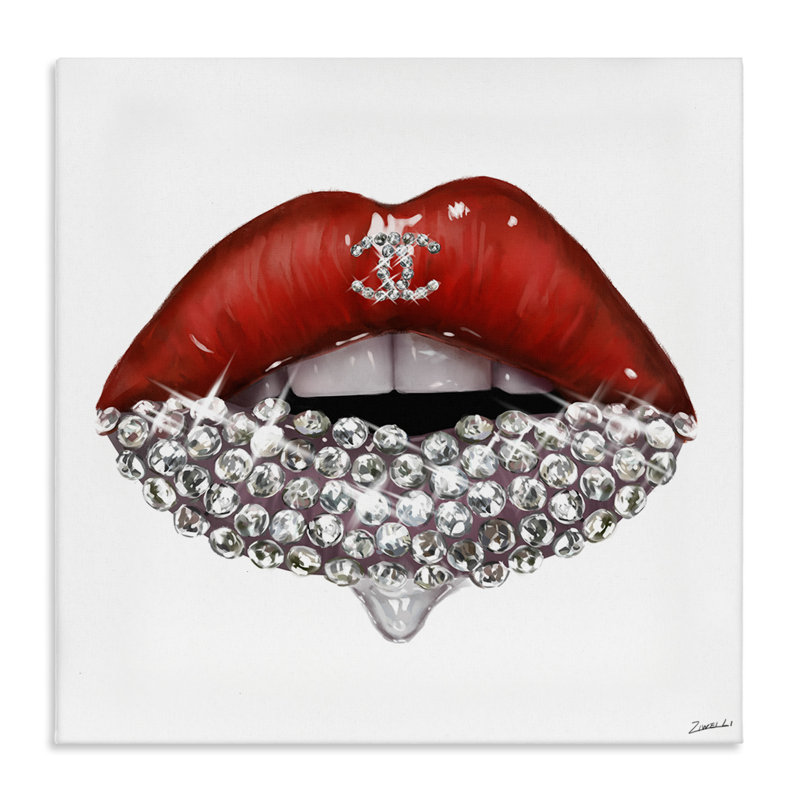«Chic Red Lip Portrait» par Pierre Ziwei Li - reproduction d'art graphique, H 36 po x l 36 po