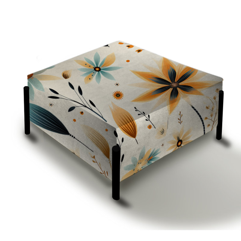 Grand repose-pieds carré à motif floral bohème Earthy Elegance II