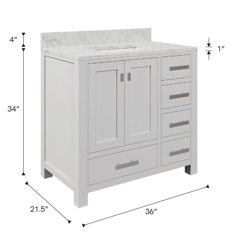 Steve 36'' W Single Vanity, Pure White