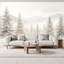 Papier peint auto-adhésif Misty Pine Forest Landscape Mountains Birds-851137570