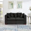 Velours noir au design contemporain pour espace de vie, accoudoirs carrés et clous argentés, sièges confortables rembourrés de ressorts, housses de rangement de siège amovibles 2 places modernes, accoudoirs avec ressorts ensachés