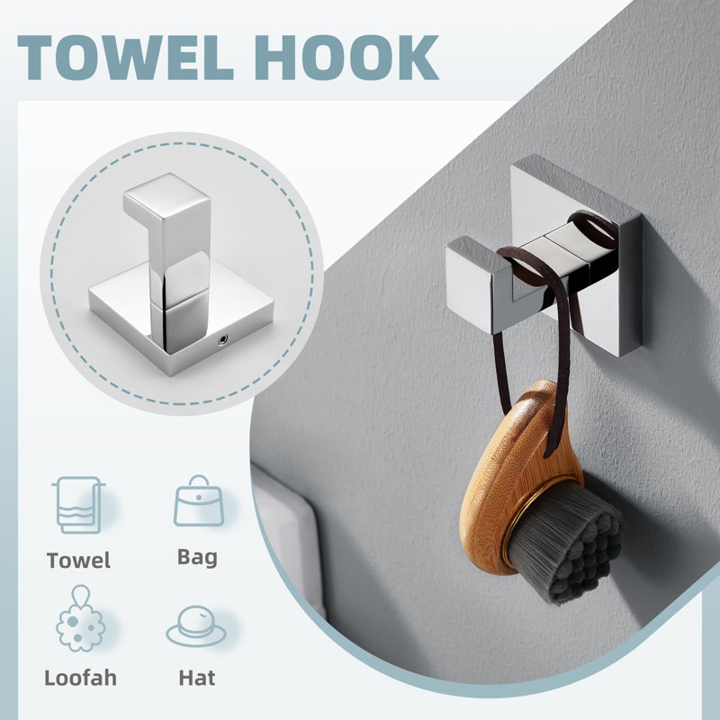 4 - Piece Bathroom Hardware Set, Polished Chrome