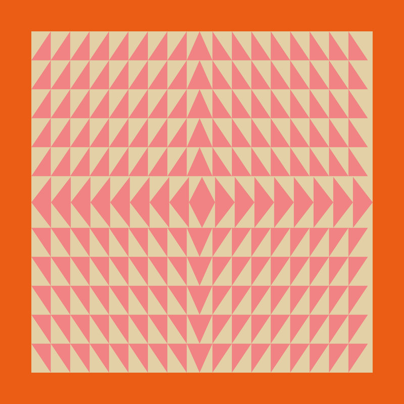 Triangles roses et oranges, H 12 po x l 12 po