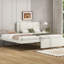 Lit plateforme double rembourré beige avec lit gigogne, pieds stables, pas de sommier tapissier, couleur de pin et tête de lit confortable