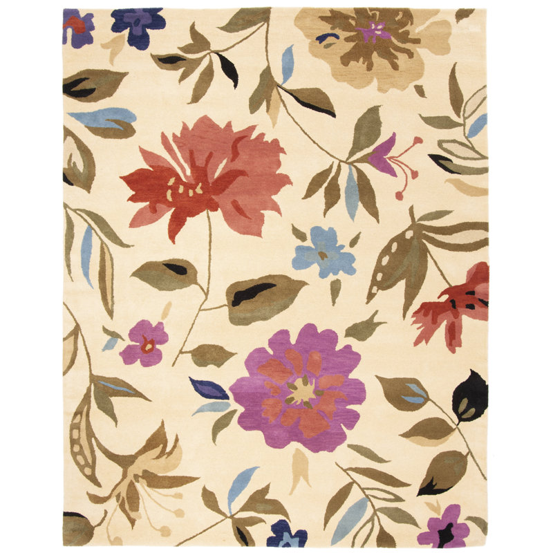 Tapis floral en laine touffeté à la main Chanler, Rectangle 9 pi x 12 pi