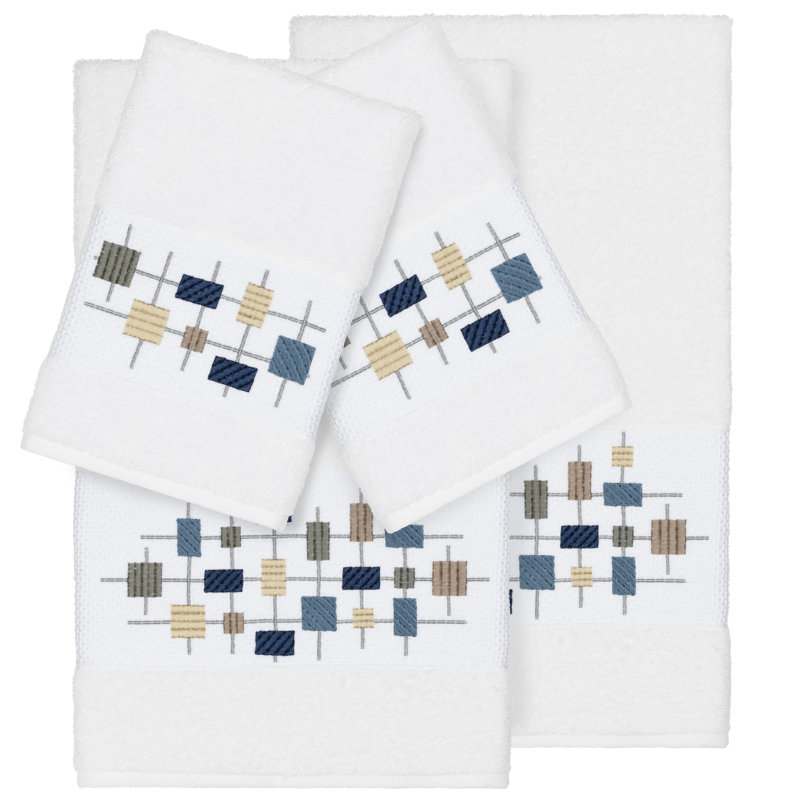 Khloe 4-Piece Turkish Cotton Towel Set, White, 4 Piece Towel Set