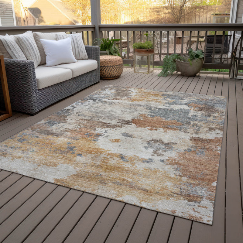 Machine Washable Indoor/Outdoor Colman ACN2144 Abstract Rug, Rectangle 10' x 14'
