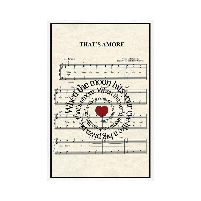 That's Amore - Print on Canvas, White Framed, 101.6 cm H x 66.04 cm W